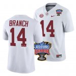 Men's Alabama Crimson Tide #14 Brian Branch White 2022 Sugar Bowl NCAA College Football Jersey 2403MADC5